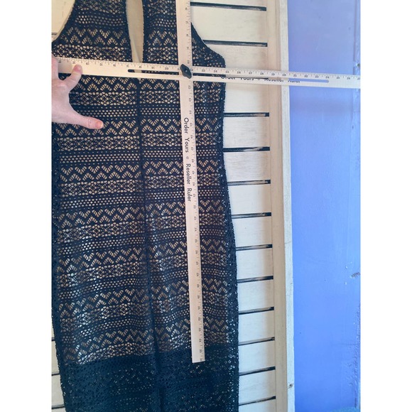 Woman’s long dress size xs small black crochet sleeveless spaghetti strap liner - Picture 8 of 13